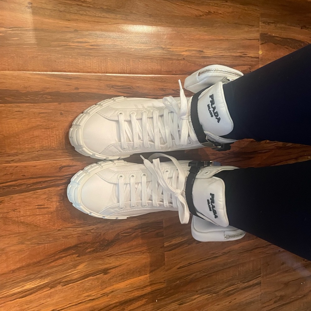 Prada White Lace-Up Sneakers